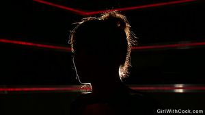 Busty Asian shemale bangs tied man