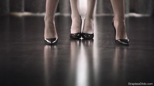 StraplessDildo - Mia Hairy Pussy Brunette Girl Fucked w