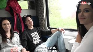 Hot Foursome Sex in Public TRAIN