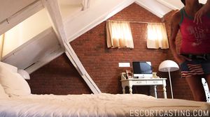 Sucks her nipples, as she strokes