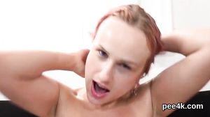 Stunning doll gets her tight slit total of warm piss an