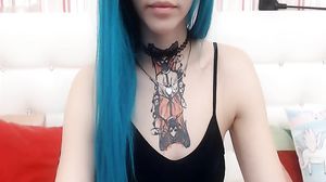 Blue Haired Tattooed Lady And Her Amazing Teased Perfor