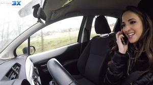 Hitchhiker Tiffany Tatum making out with the driver Amirah Adara