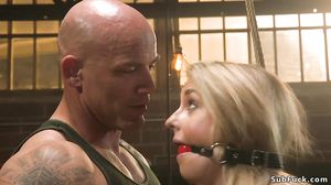 Brutal tied blonde is anal fucked