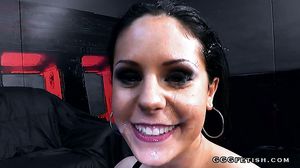 A lot of bukkakes and jizz on juliette vandory