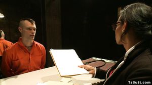 Male prisoner is anal fucked by TS