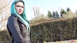 GERMAN SCOUT - GREEN HAIR TEEN TALK TO FUCK AT REAL PIC
