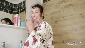 AuntJudys - Esmerelda Morning Bathroom Dildo Play