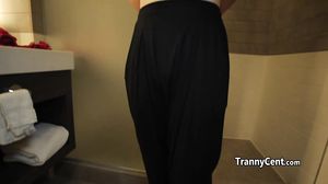 Black guy jizzed tight tgirl hole