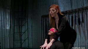 Redhead dom in lingerie anal fucks black