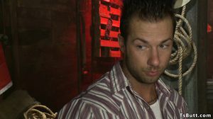 Blonde shemale bombshell fucks cowboy