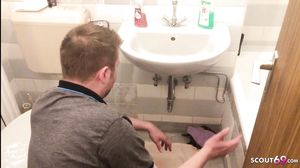 German Redhead Teen Seduce Worker to Fuck for Pay the B