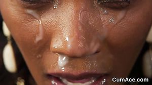 Foxy doll gets jizz shot on her face gulping all the lo