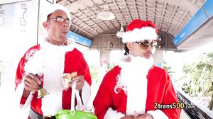 Group with tranny and two giant cocks