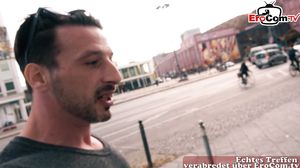 German skinny mature milf at public street casting Date