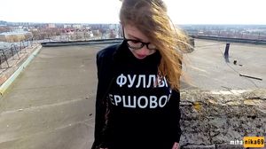Mihanika69 - outdoor public sex on the roof of a high