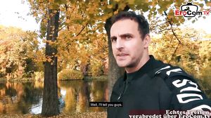 German skinny blonde short hair mature at public flirt