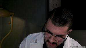 Scientist fucks deep throat shemale