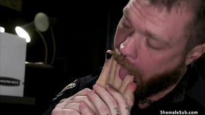 Huge dick shemale anal fucks colleague