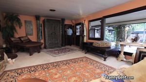 Milf tranny rides cock after rimjob