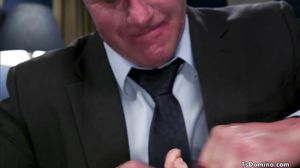 Blindfolded man anal fucked by shemale