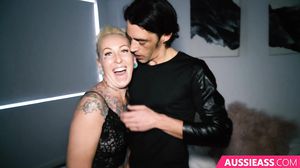 Gina Cherie - Tattooed blonde babe swallows huge cock