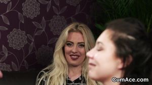 Wacky doll gets jizz load on her face sucking all the j