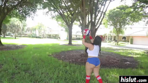 Busty Destiny takes a big sticky facial