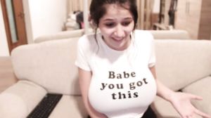 Petite teen with huge natural tits hard cumming on web