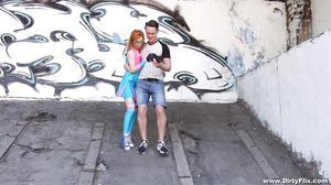 Sultry lezzie sweeties get splashed with pee and blast