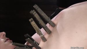 Tattooed brunette slave is vibrated