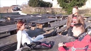 Redhead Teen Pickup to Crazy Outdoor FFM 3Some by Stran