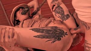 Inked TS dominated by perv and got enema