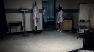 Lesbian psycho fucks bound Asian nurse