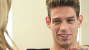 Blonde fucks a hot babe while taking it in the ass