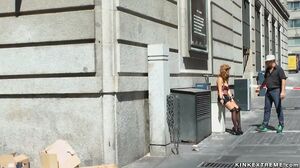 Euro slut is rough banged in public