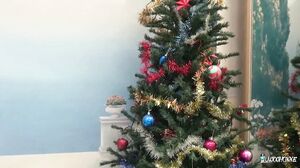 Hot Christmas cosplay fuck and cum on tits with busty redhead French babe