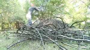 Anal French girl takes double facial in outdoor threesome