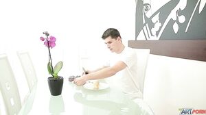 Fun with slutty brunette in stockings