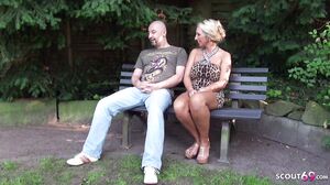 German Big Tits MILF tricked Stranger to Fuck her Outdo