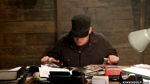 Shipping clerk toying bound blonde