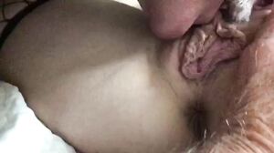 Slurping on friends meaty pussy lips and clit