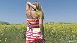 Riana S - Super Horny Blonde Babe Outdoors Getting Nude