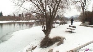 Old Guy Seduce Curvy Nylon Teen to Fuck Outdoor in Snow