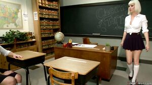 Busty MILF professor whips student