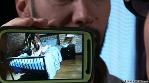 Strapped legs ebony fucked in bed