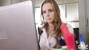 Sexy Officer Kinuski masturbates her sweet shaved pussy and gets fucked GP1250