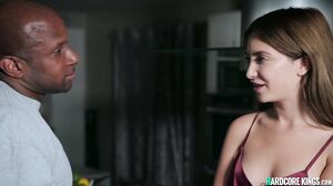 Young babe takes big black cock