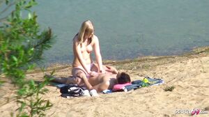Real Teen Couple on German Beach Voyeur Fuck by Strange