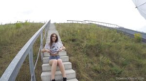 DomingoView - Sanija Poses Nude on Stairs Gopro Backsta